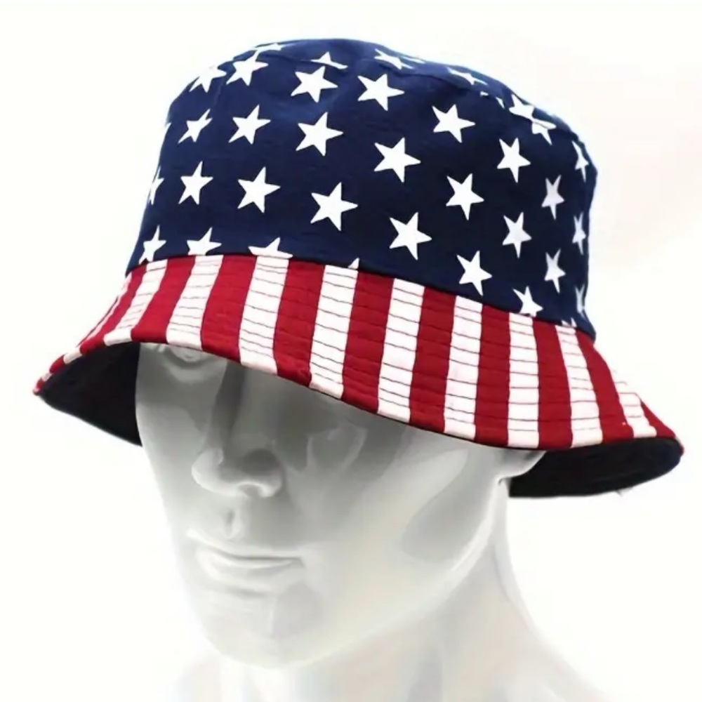 American Flag Star Strip Bucket Hat For Men And Women Reversible